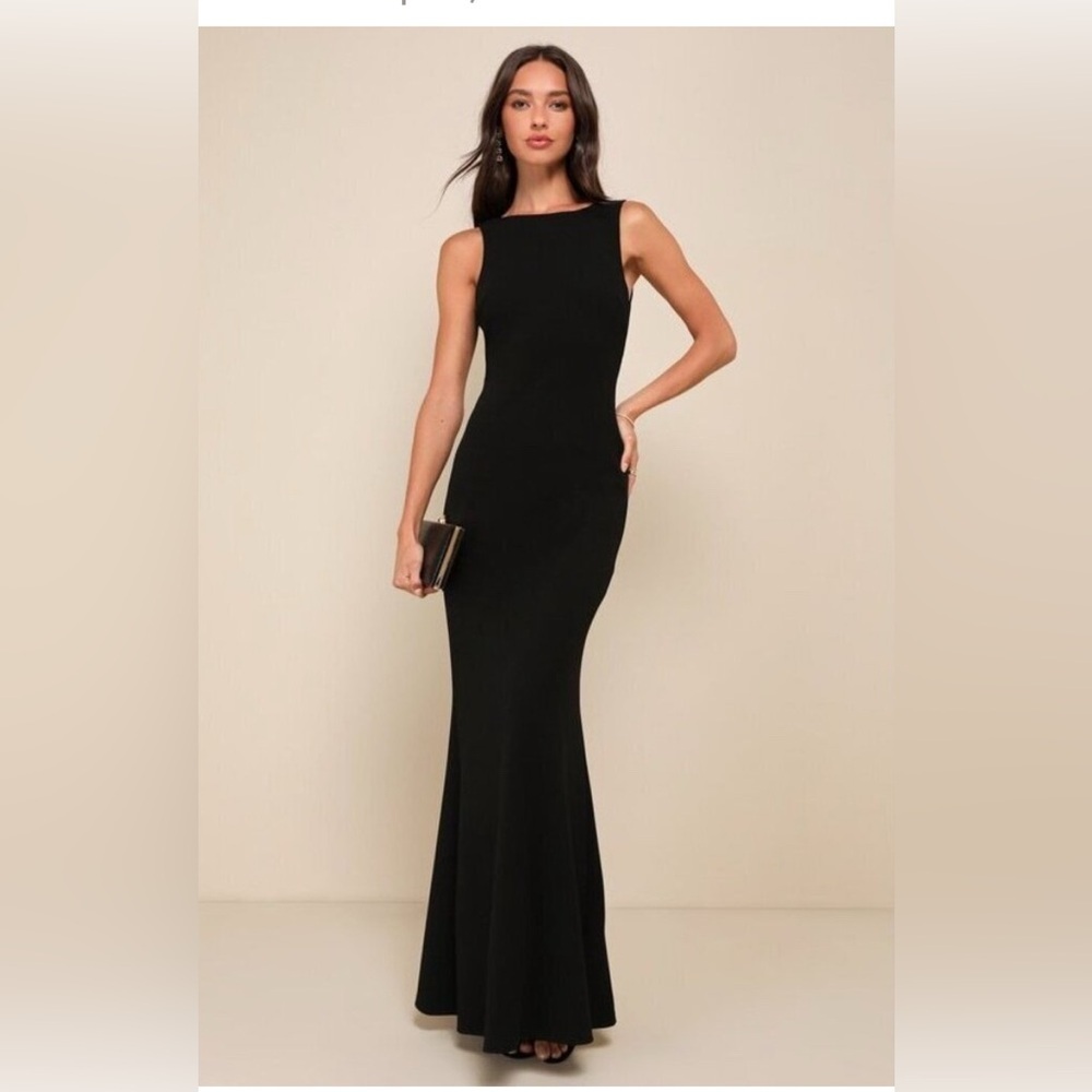 Lulus love in your eye mermaid black maxi dress SM classic cocktail formal - Picture 2 of 9